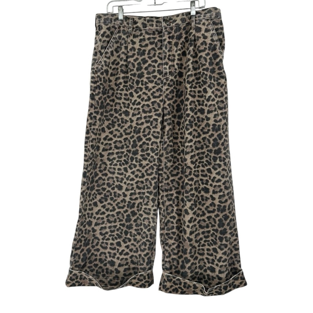 NEW Anthropologie Pilcro Leon Double Hem High-Rise Wide-Leg Cuffed Jeans Sz 32P - Picture 4 of 7